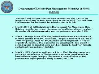 Department of Defense Pest Management Measures of Merit (MoMs)