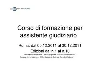 corso di formazione per assistente giudizia rio