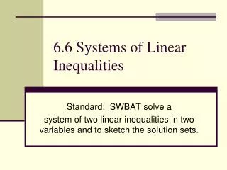 6.6 Systems of Linear Inequalities