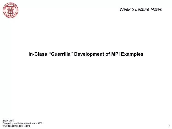 in class guerrilla development of mpi examples