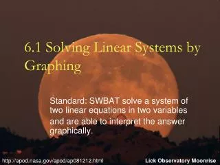 6.1 Solving Linear Systems by Graphing