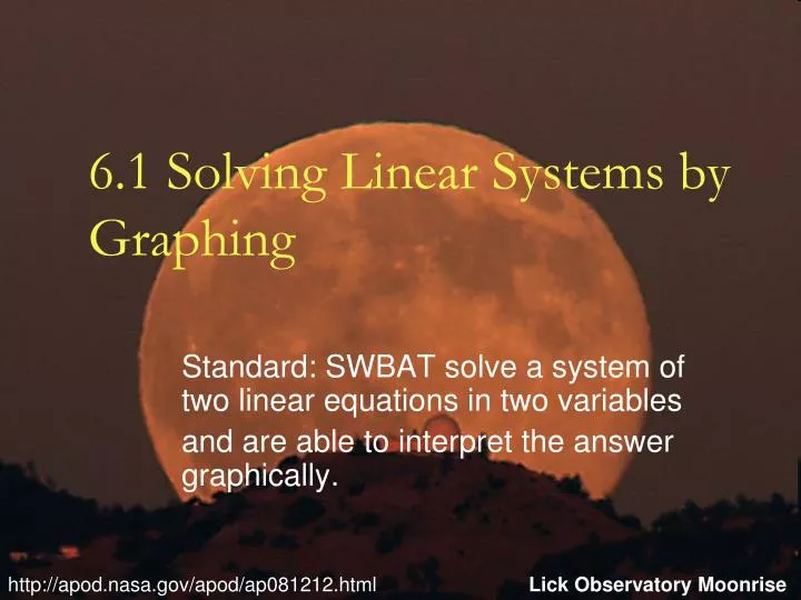 6 1 solving linear systems by graphing