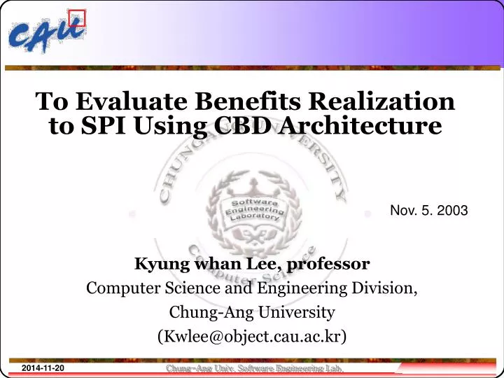 to evaluate benefits realization to spi using cbd architecture