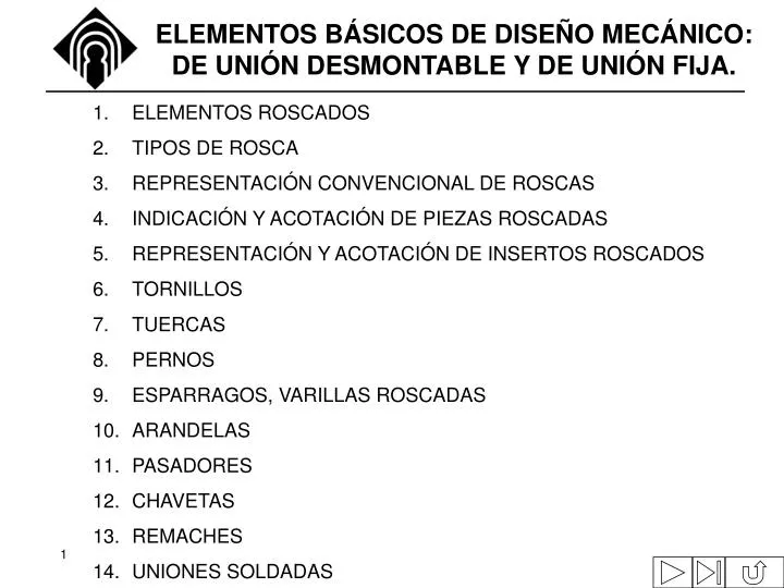 elementos b sicos de dise o mec nico de uni n desmontable y de uni n fija