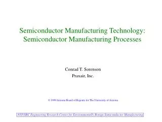 Semiconductor Manufacturing Technology: Semiconductor Manufacturing Processes