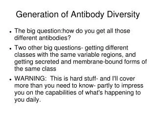 Generation of Antibody Diversity