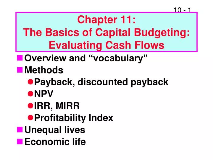 chapter 11 the basics of capital budgeting evaluating cash flows