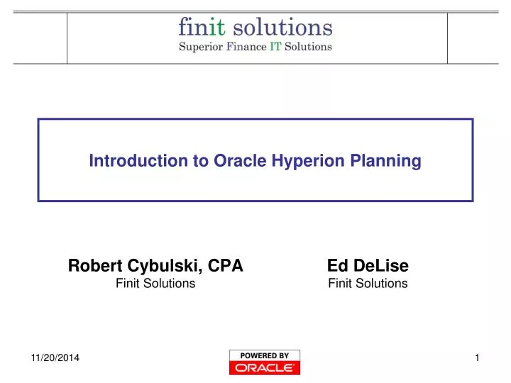 introduction to oracle hyperion planning