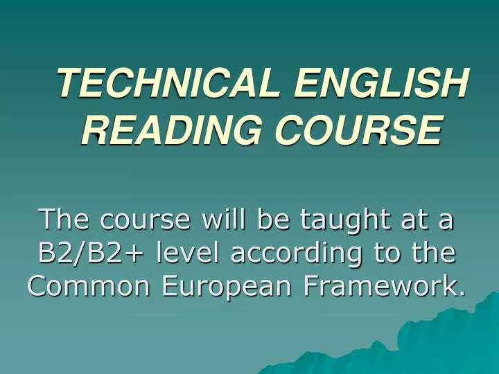technical english reading course