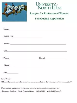 League for Professional Women Scholarship Application