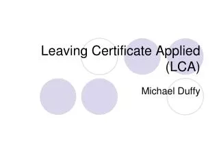 Leaving Certificate Applied (LCA)