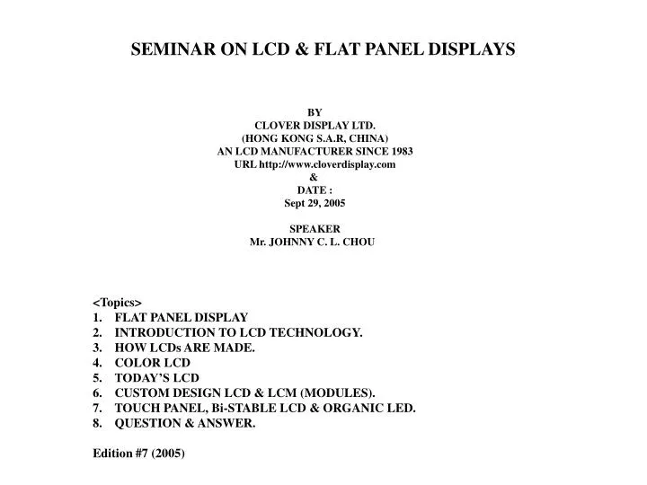 seminar on lcd flat panel displays