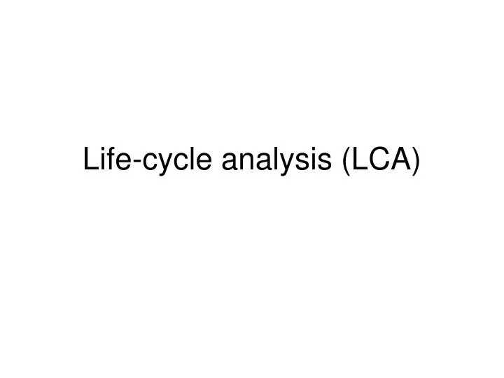 life cycle analysis lca