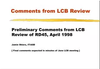 Comments from LCB Review