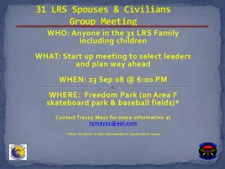 31 LRS Spouses &amp; Civilians Group Meeting