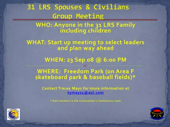 31 lrs spouses civilians group meeting