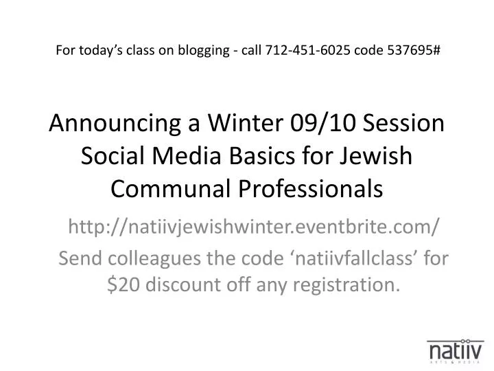 announcing a winter 09 10 session social media basics for jewish communal professionals