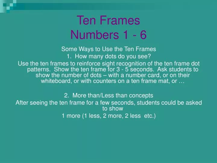 ten frames numbers 1 6