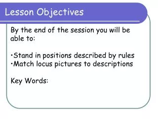 Lesson Objectives