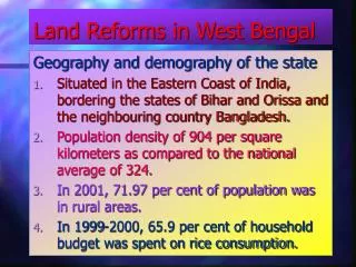 Land Reforms in West Bengal