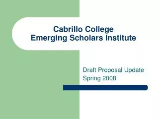 Cabrillo College Emerging Scholars Institute