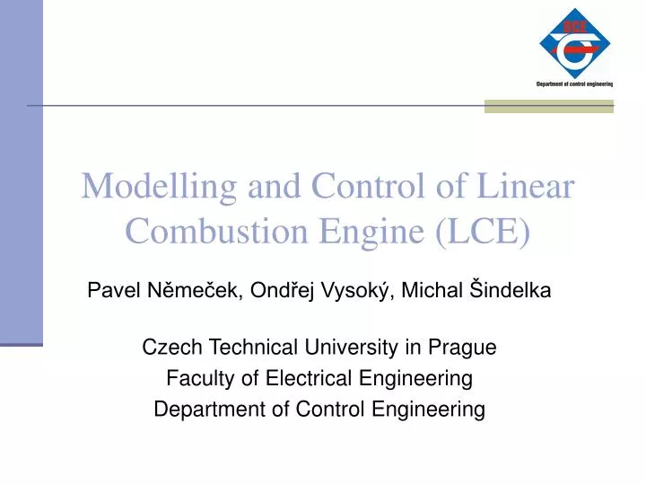 modelling and control of linear combustion engine lce