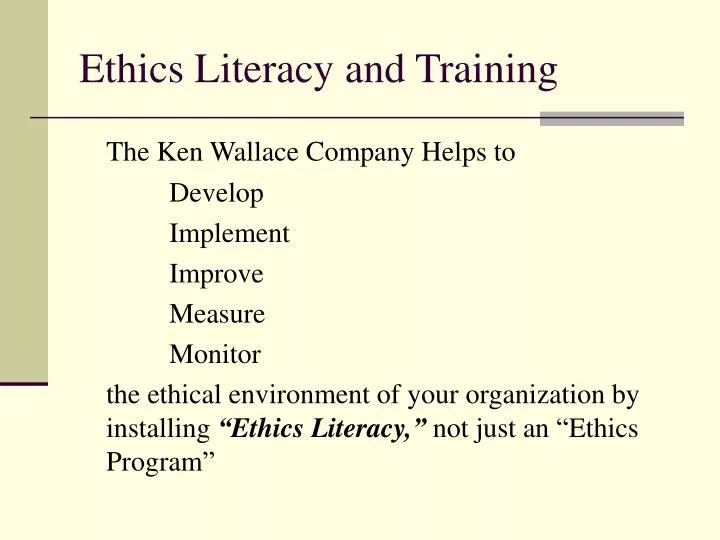ethics literacy and training