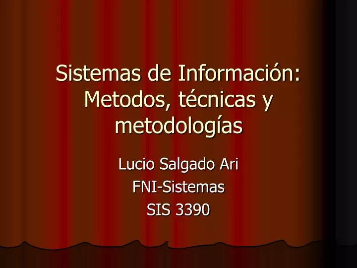 sistemas de informaci n metodos t cnicas y metodolog as
