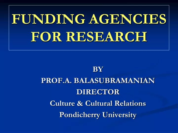 funding agencies for research