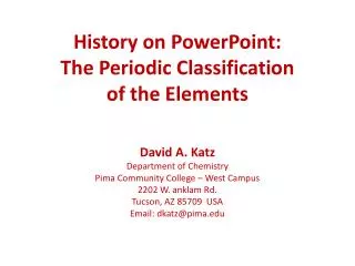 History on PowerPoint: The Periodic Classification of the Elements