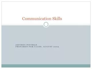 Communication Skills