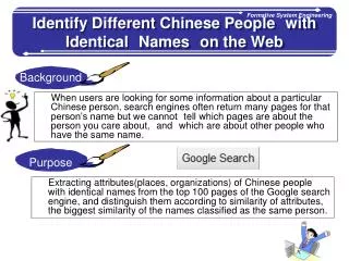 Identify Different Chinese People with Identical Names on the Web