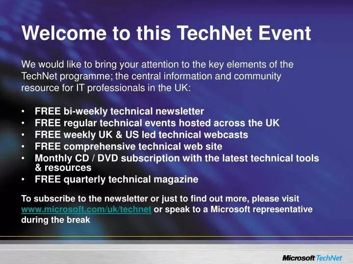 welcome to this technet event