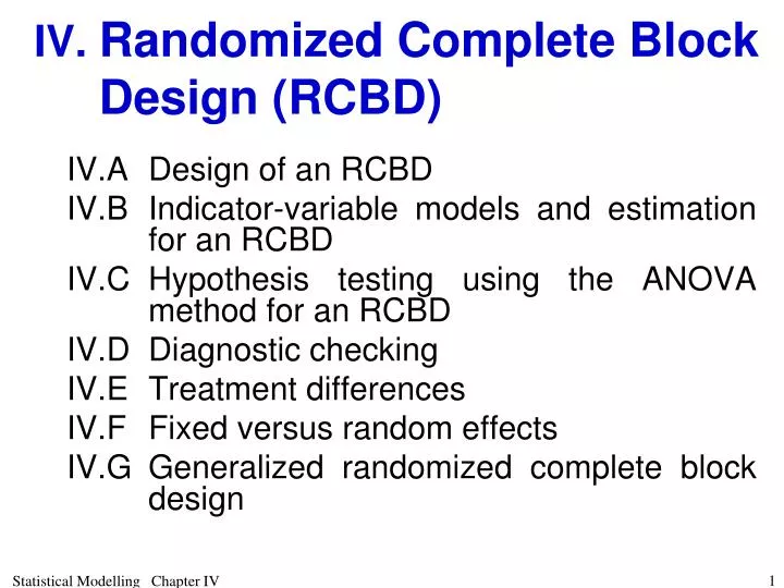 iv randomized complete block design rcbd