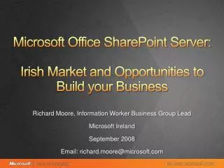 Microsoft Office SharePoint Server: Irish Market and Opportunities to Build your Business