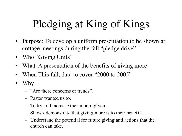 pledging at king of kings