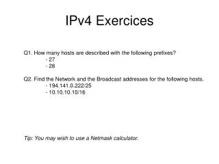 IPv4 Exercices