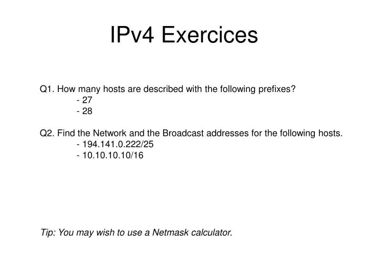 ipv4 exercices
