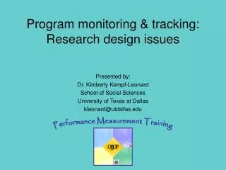 Program monitoring &amp; tracking: Research design issues