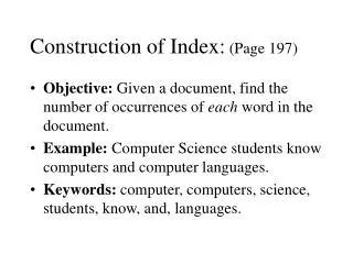 Construction of Index: (Page 197)