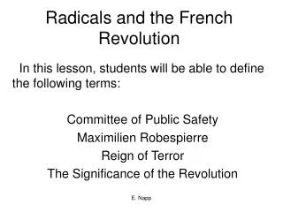 Radicals and the French Revolution