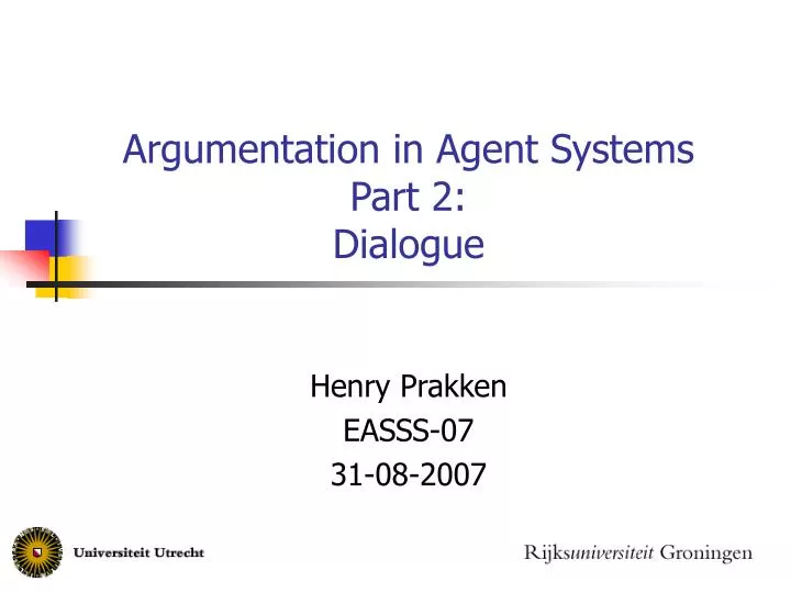 argumentation in agent systems part 2 dialogue