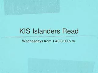 KIS Islanders Read