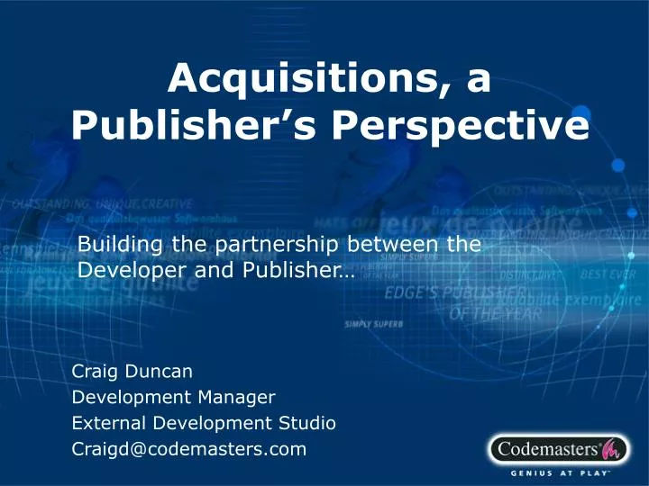 acquisitions a publisher s perspective