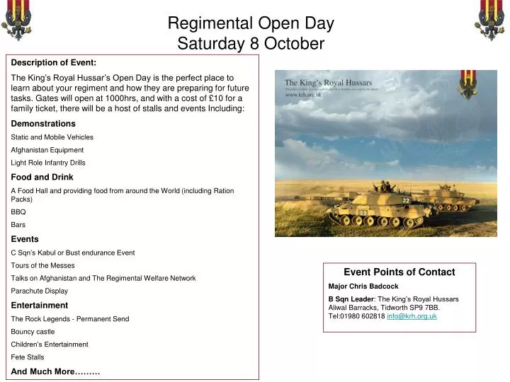 regimental open day saturday 8 october