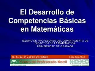 El Desarrollo de Competencias Básicas en Matemáticas