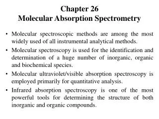 Chapter 26 Molecular Absorption Spectrometry