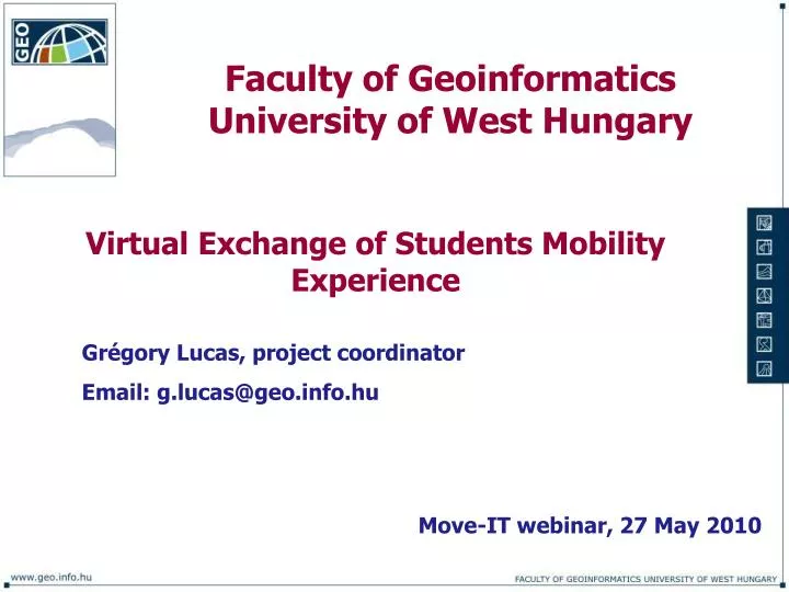 faculty of geoinformatics university of west hungary