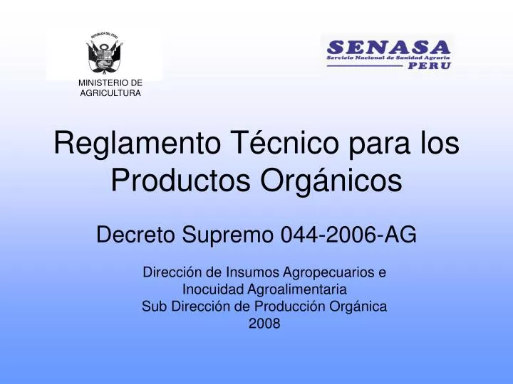 reglamento t cnico para los productos org nicos