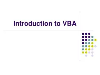 Introduction to VBA